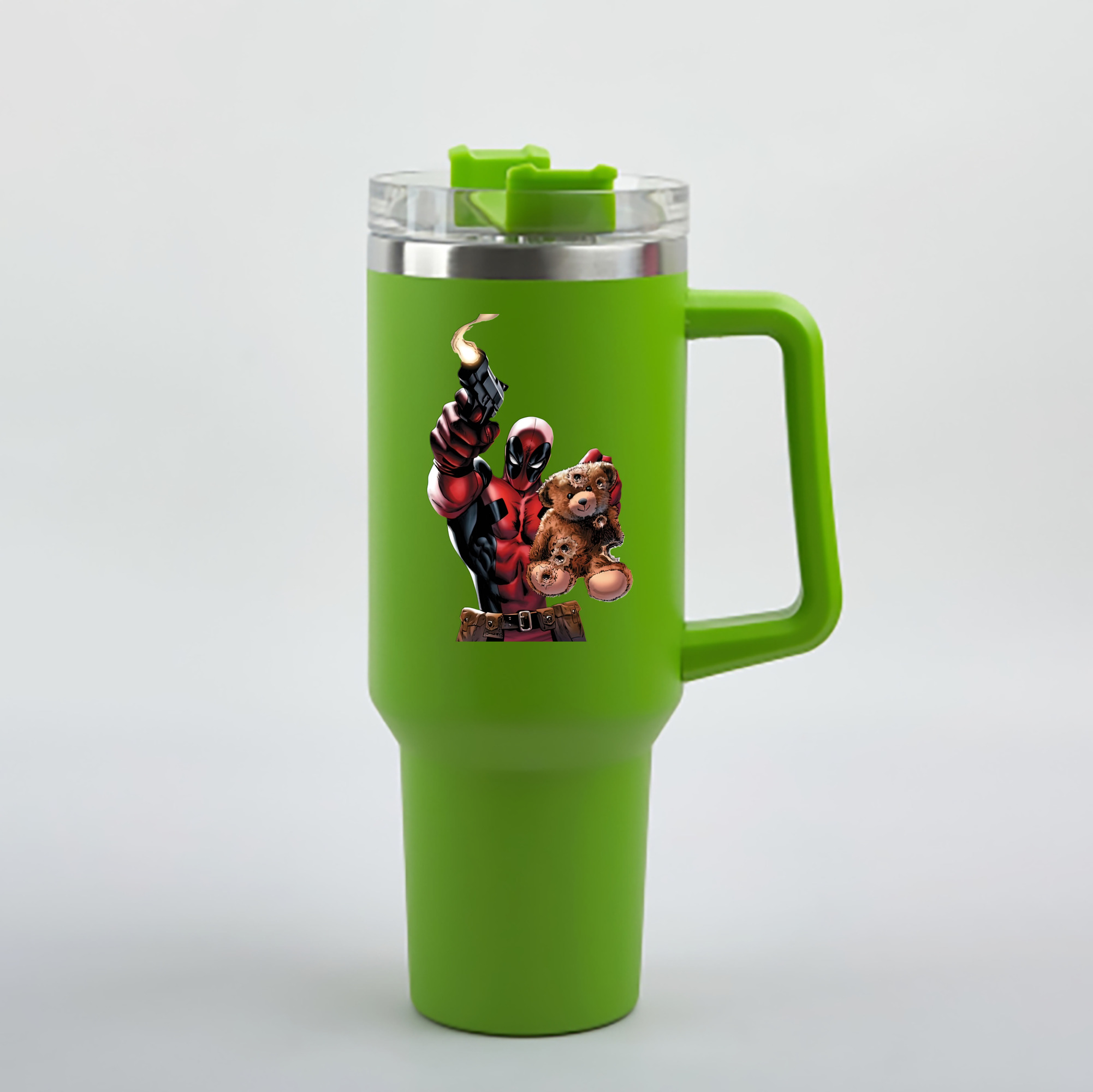 （画像用） Deadpool デッドプール 1200mL車用タンブラー - クリスタルステッカー（プラスチックストロー付き）